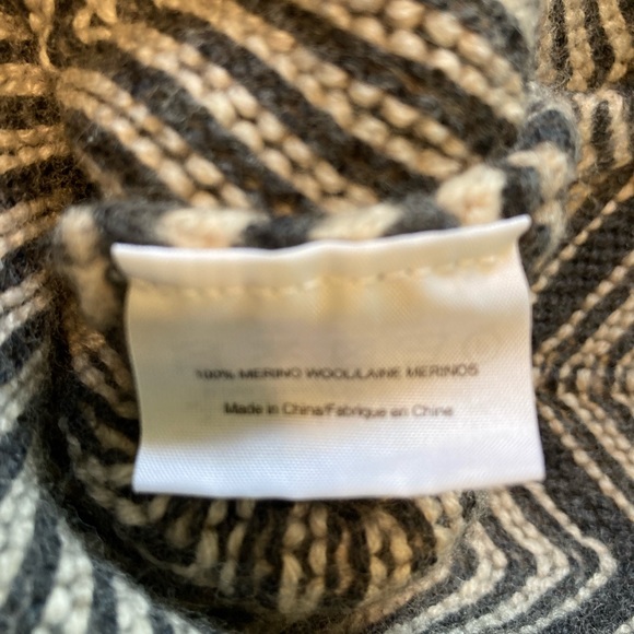 ☘️TORY BURCH Dark Gray & Cream Chevron Knit Wool Sweater Dress - Picture 4 of 4